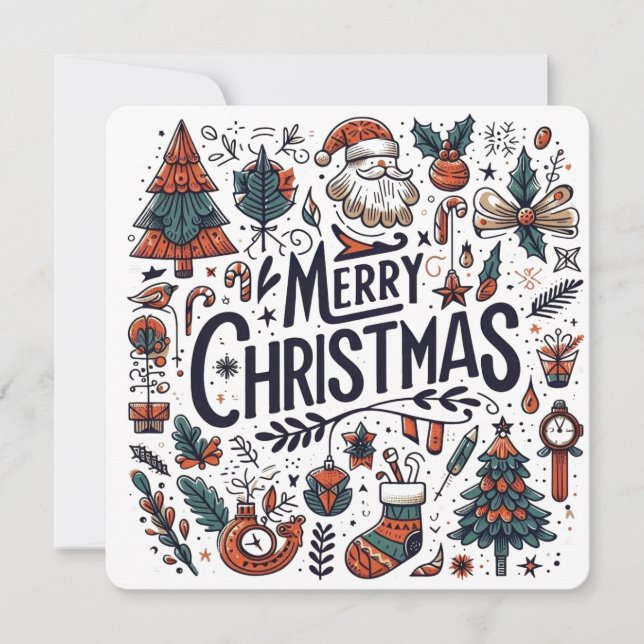 Invitation Joyeux Noël Doodle Art Celebration (Devant)