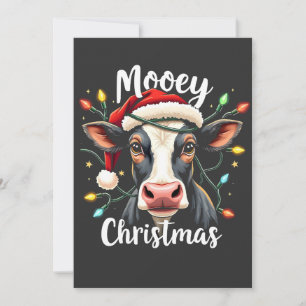Invitation Joyeux Noël Drôle de Xmas Vache Amoureux de Bovins