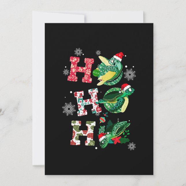 Invitation Joyeux Noël drôle HO HO HO Tortue Père Noël (Devant)