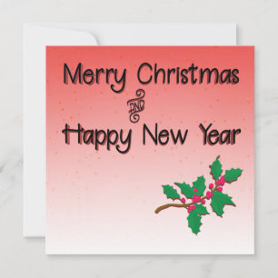 Invitation Joyeux Noël et Joyeux Nouvel An Holly