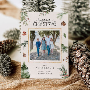 Invitation Joyeux Noël Famille Photo Wild Forrest Card