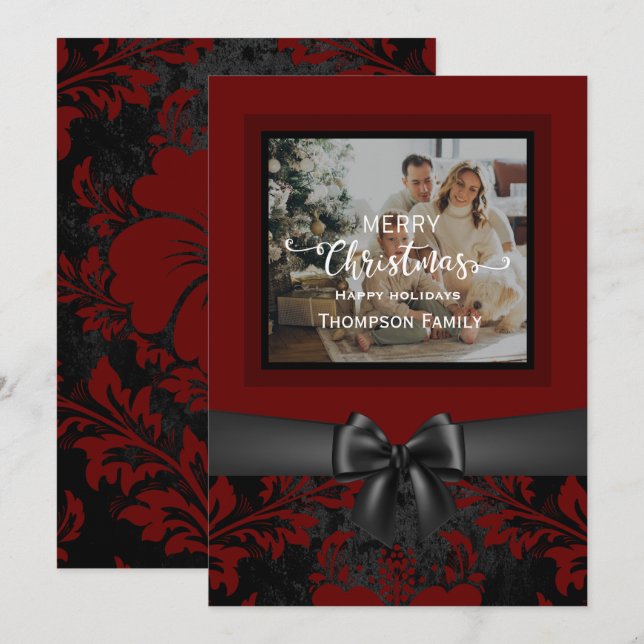 Invitation Joyeux Noël heureux vacances photo personnalisée (Devant / Derrière)