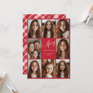 Invitation Joyeux Noël huit design multi photo rouge