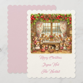 Invitation Joyeux Noël illustration de famille de souris