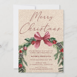 Invitation Joyeux Noël Jolly Wreath Noël Party