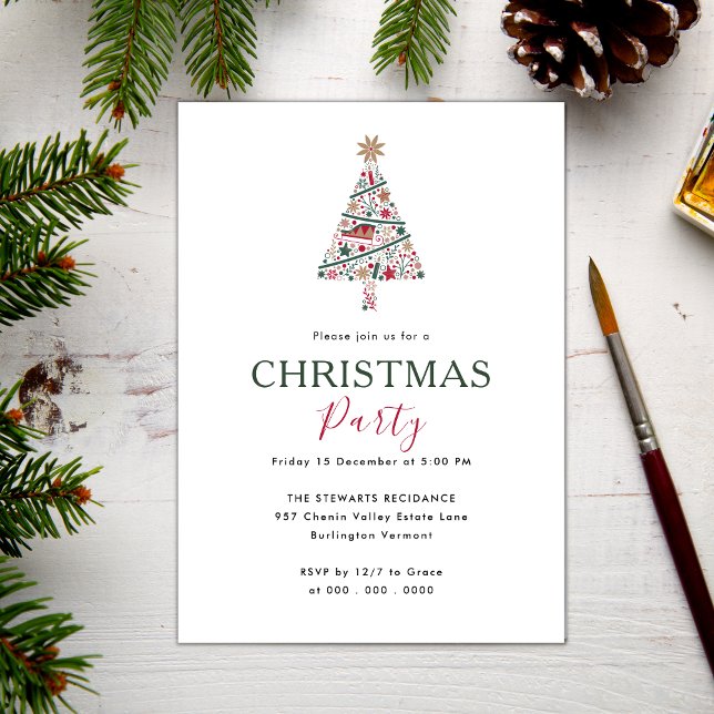 Invitation Joyeux Noël Joyeux Arbre Joyeux Fête de Noël (Créateur téléchargé)