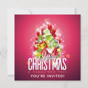Invitation Joyeux Noël Joyeux Nouvel An Présents & Arbre