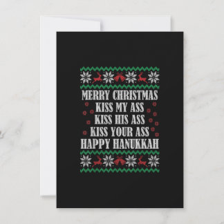 Invitation Joyeux Noël Kiss My A.ss Happy Hanoukka laid X