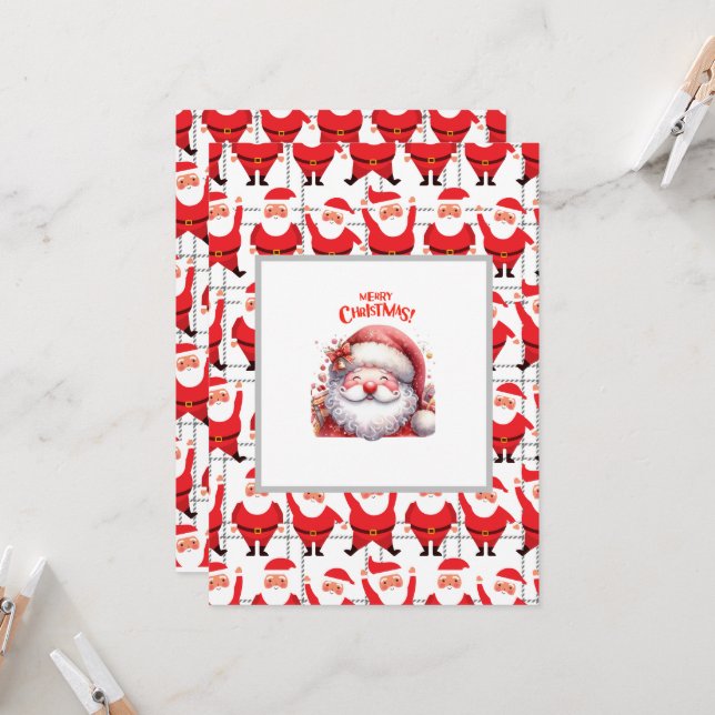 Invitation Joyeux Noël mignon santaclaus cadeau pour les amis (Devant/Arrière en situation)