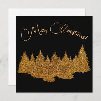 Invitation Joyeux Noël - minimaliste - sapins dorés