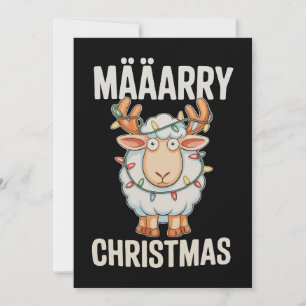 Invitation Joyeux Noël Mouton Renne Bois Xmas Lumières