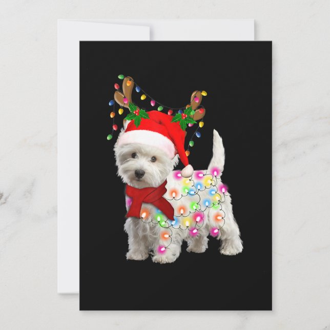 Invitation Joyeux Noël Noël Noël Westie Chien Reindeer Cospla (Devant)