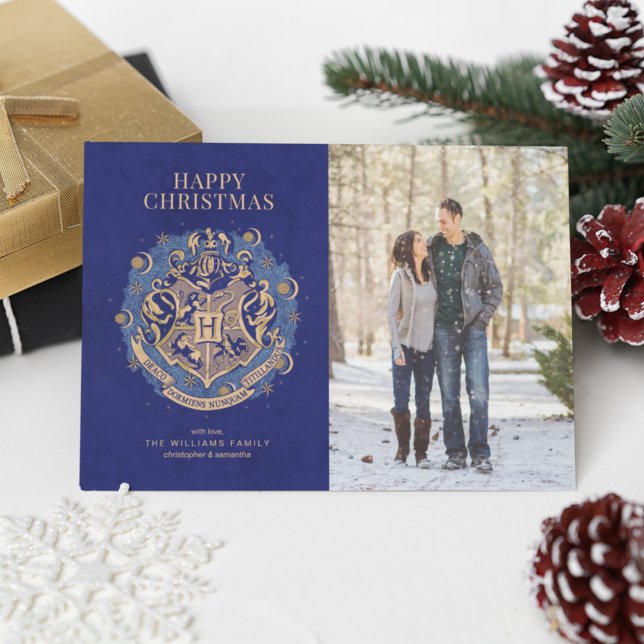 Invitation Joyeux Noël | Photo de la famille de crêtes HOGWAR (Créateur téléchargé)