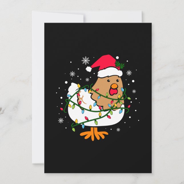 Invitation Joyeux Noël Poulet de Noël Lumière (Devant)