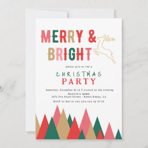 Invitation Joyeux Noël rétro coloré et fête de Noël brillante