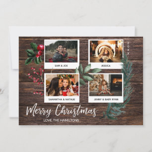 Invitation Joyeux Noël rustique - Instant 4 photos multi