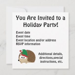 Invitation Joyeux Noël ! Scène Elf Hedgehog
