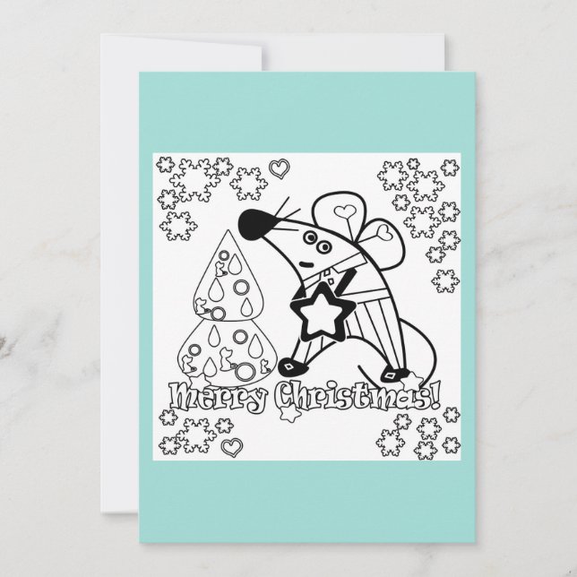 Invitation Joyeux Noël Symbole du Nouvel An Souris Caricature (Devant)