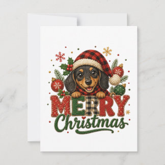 Invitation Joyeux Noël teckel mignon