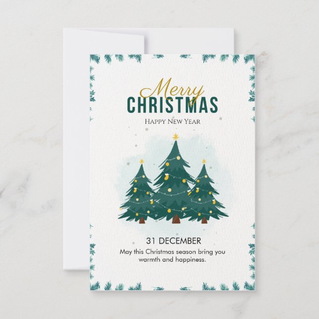 Invitation Joyeux Noël vert moderne (Devant)