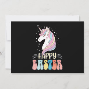 Invitation Joyeux Oeufs de lapin de lapin de la licorne de Pâ