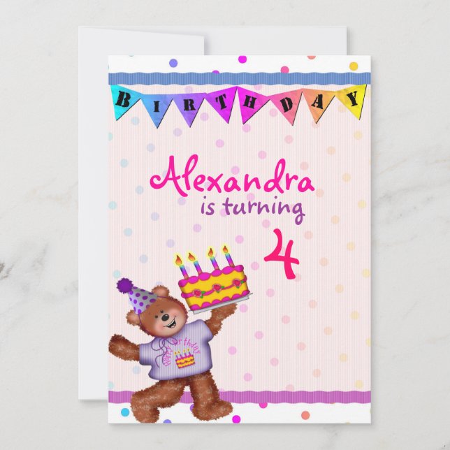 Invitation Joyeux Ours d'anniversaire (Devant)