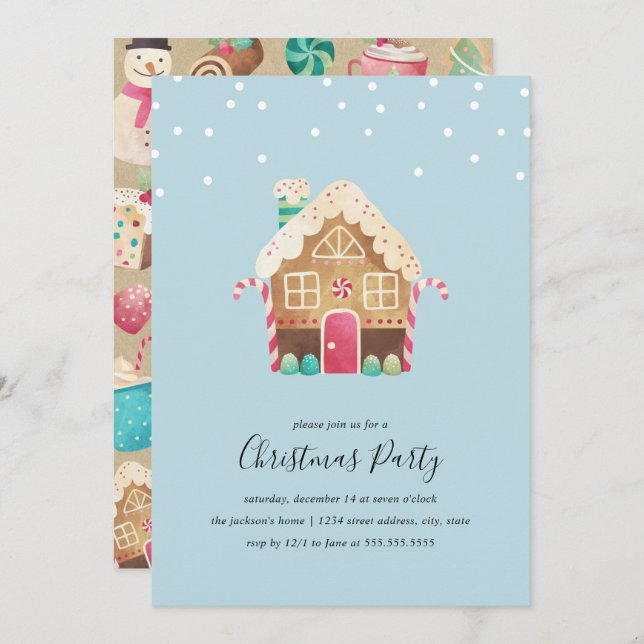 Invitation Joyeux pain d'épice Maison Noël (Devant / Derrière)