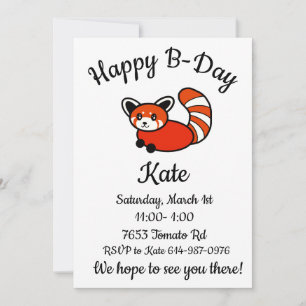 Invitation Joyeux Panda rouge du B-day