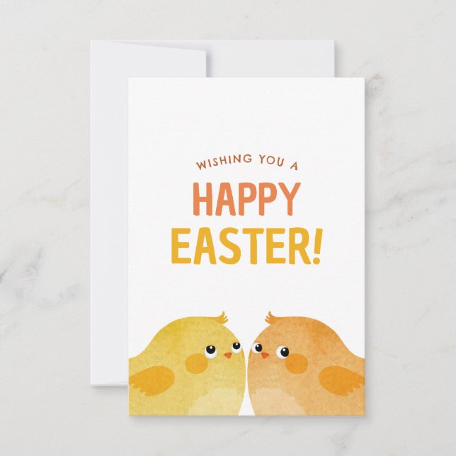 Invitation Joyeux Pâques avec deux petits poussins aquarelle (Devant)