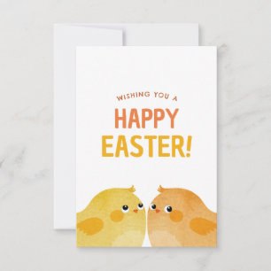 Invitation Joyeux Pâques avec deux petits poussins aquarelle