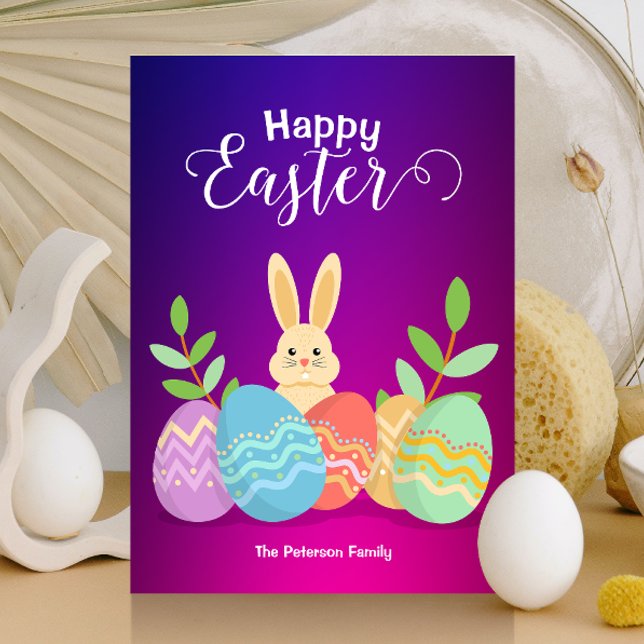 Invitation Joyeux Pâques | Bunny et oeufs de Pâques de dessin (Créateur téléchargé)