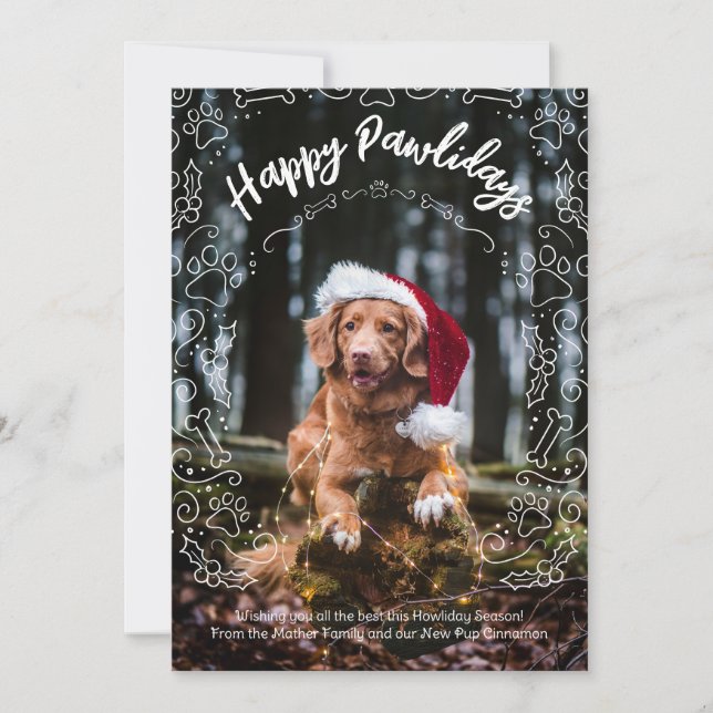 Invitation Joyeux Pawlidays Chien Animaux de compagnie photo  (Devant)
