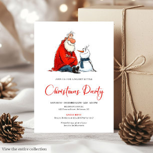 Invitation Joyeux Père Noël original aquarelle fête de Noël