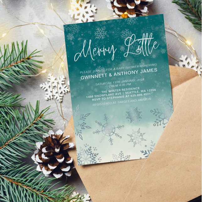 Invitation Joyeux petit Baby shower de flocons de neige (Créateur téléchargé)