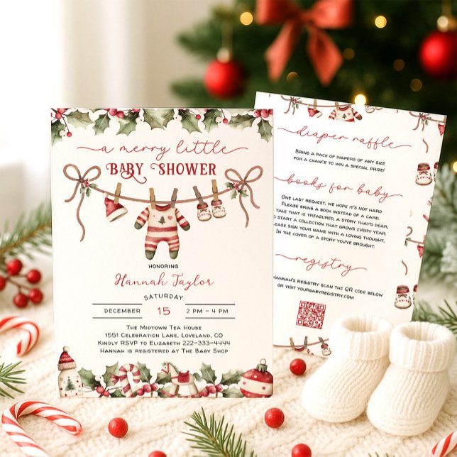 Invitation Joyeux petit Baby shower de Noël (Créateur téléchargé)