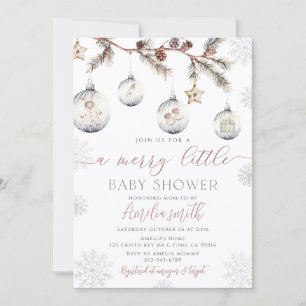 Invitation Joyeux petit Baby shower de Noël d'hiver