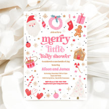Joyeux Petit Baby shower De Noël Rouge Et Rose