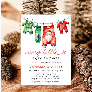 Invitation Joyeux petit Noël Baby shower Père Noël