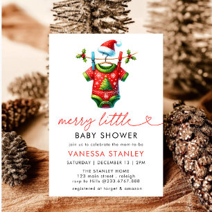 Invitation Joyeux petit Noël Baby shower Père Noël
