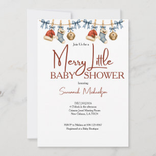 Invitation Joyeux petit Noël Fête bébé fille & garçon en roug