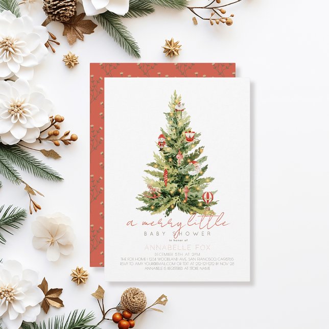 Invitation Joyeux petit sapin de Noël Baby shower rouge (Créateur téléchargé)