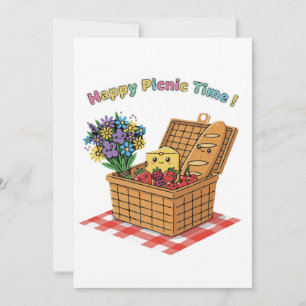 Invitation Joyeux Pique-nique ! Nourriture et Fleurs Mignonne