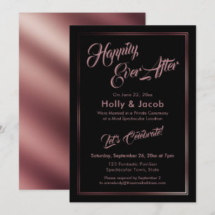 Invitation Joyeux Pour Toujours Rose Gold sur Réception Noir