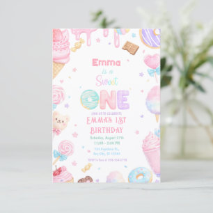 Invitation Joyeux Premier Anniversaire Bonbon Pastel