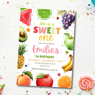 Invitation Joyeux Premier Anniversaire Fille Fête d'été Fruit