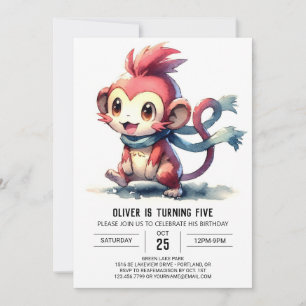 Invitation Joyeux singe moderne anniversaire
