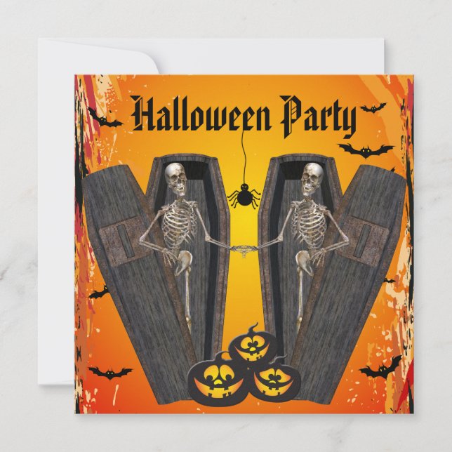 Invitation Joyeux Skeletons dans le parti Halloween des Coffi (Devant)