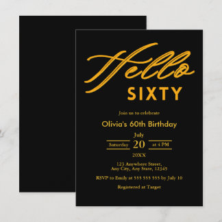 Invitation Joyeux soixantième anniversaire moderne noir et bl