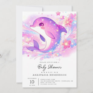 Invitation Joyeux sous le Baby shower des dauphins de mer