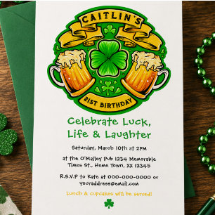 Invitation Joyeux St Patrick Day Trèfle 21e Anniversaire